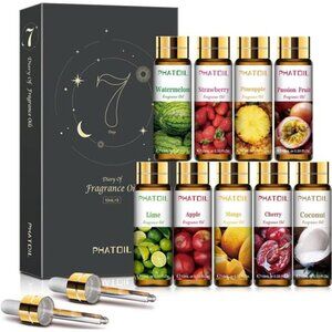 9PCS Fruity Essential Oils Gift Set, 10ml/0.33fl.oz Fragrance Oils for Soap